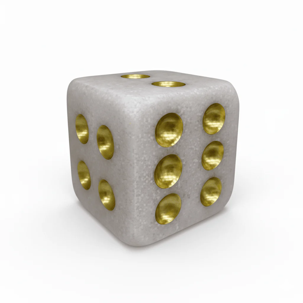 Gabrielle Medium Stone & Gold Decorative Dice Ornament - Image 2