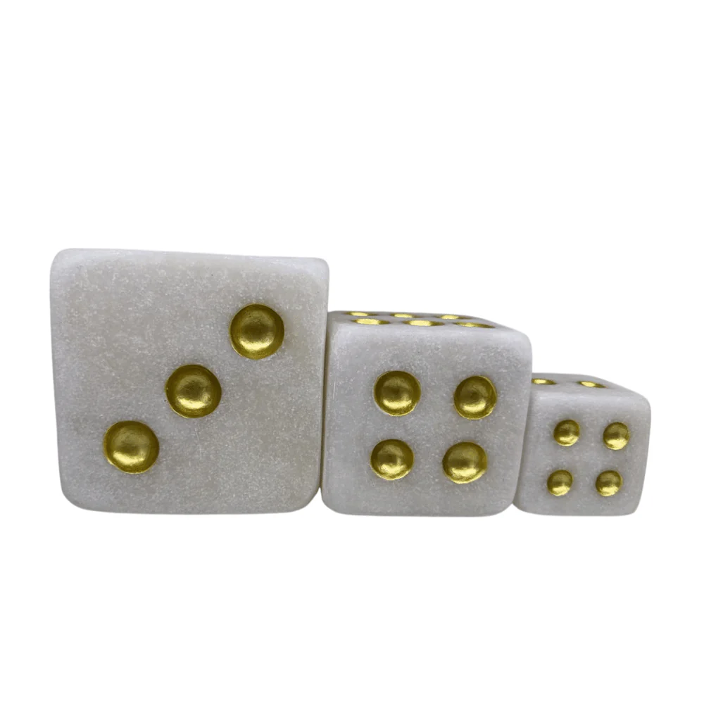 Gabrielle Stone & Gold Decorative Dice Ornament- Set of 3 - Image 2