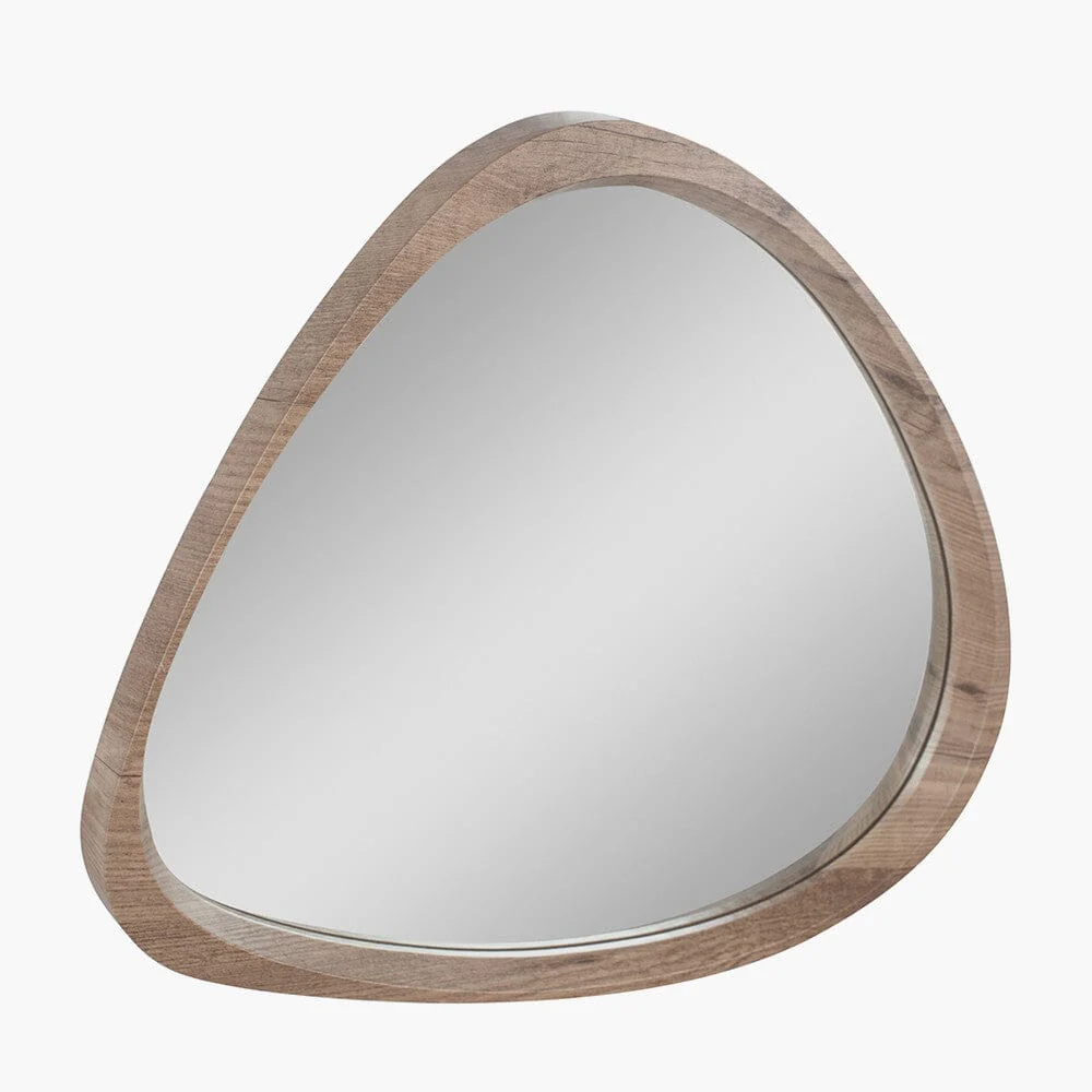 Garda Natural Wood Veneer Curved Pebble Wall Mirror - Image 3