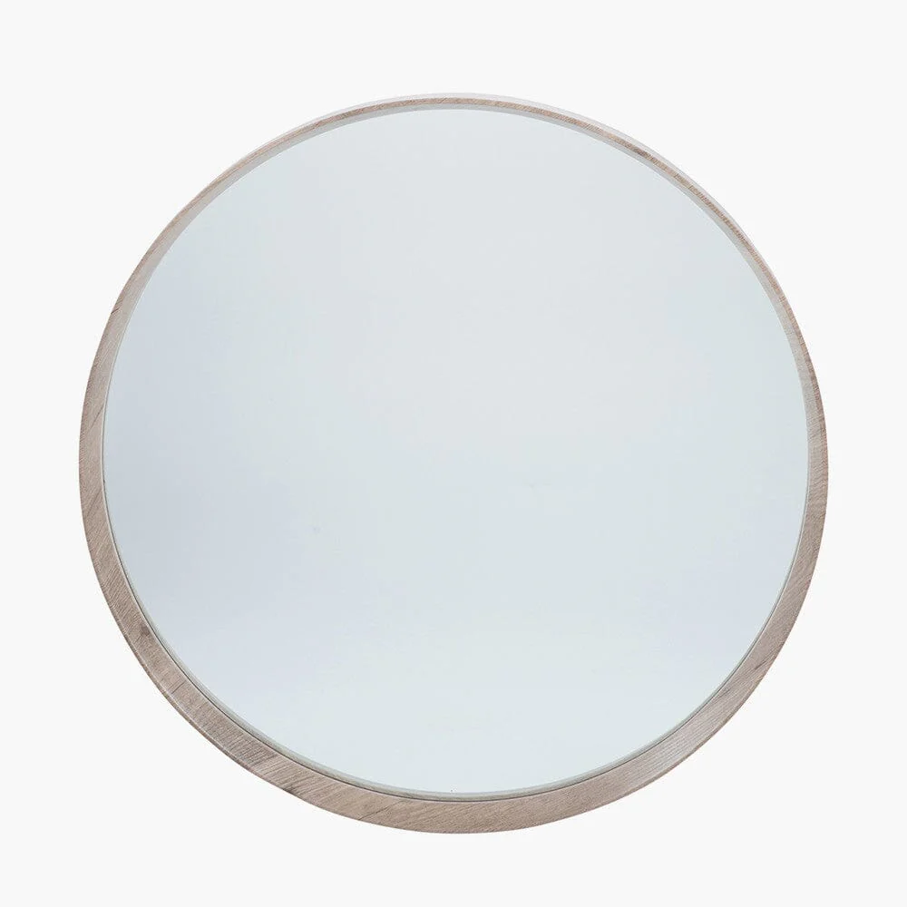 Garda Natural Wood Veneer Large Deep Edge Rounded Wall Mirror - Image 2