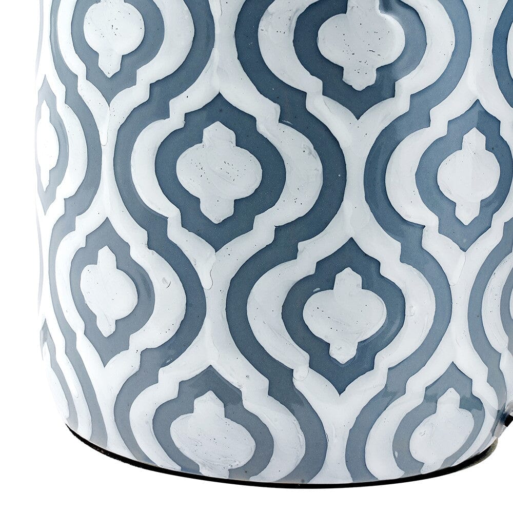 Gatsby Grey & White Patterned Ceramic Table Lamp with White Shade - Image 4