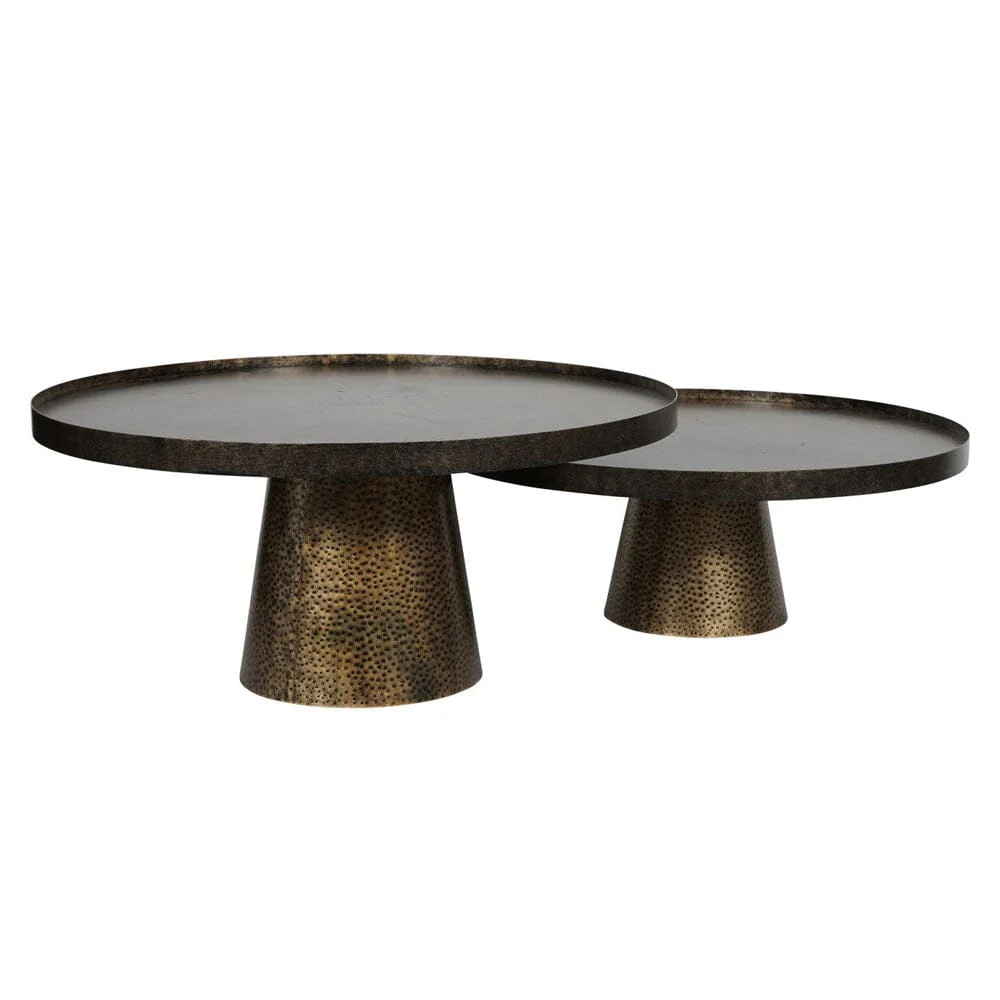 Genesis Antique Gold Hammered Coffee Tables - Set of 2 - Image 7