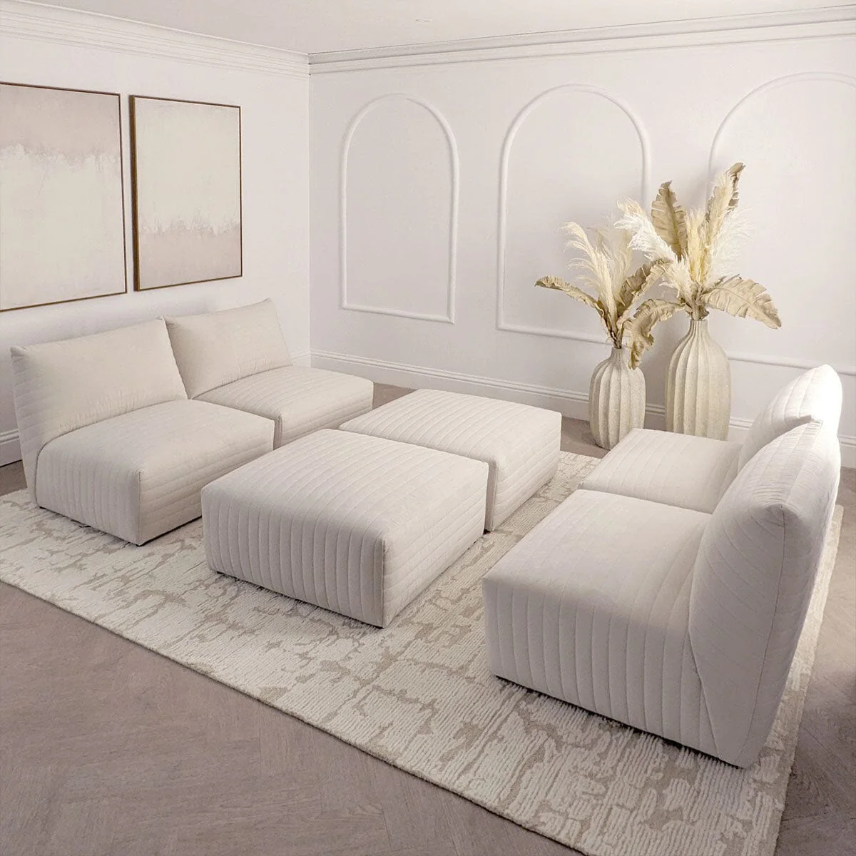 Geneva Cream Velvet Fluted Modular Sofa Range - Image 5