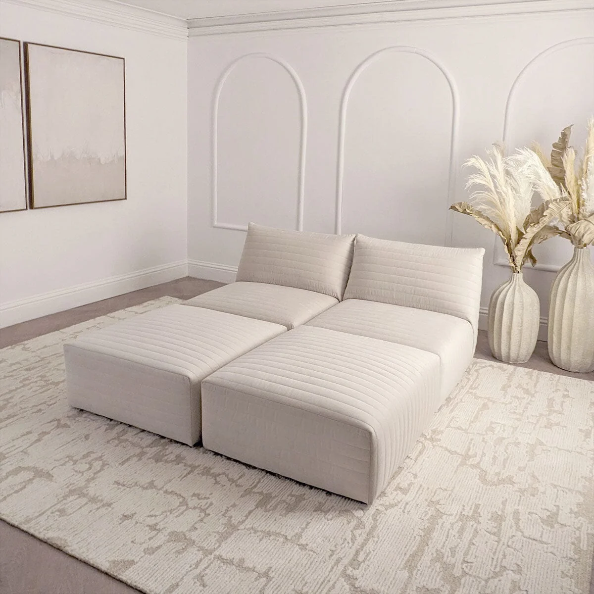 Geneva Cream Velvet Fluted Modular Sofa Range - Image 6