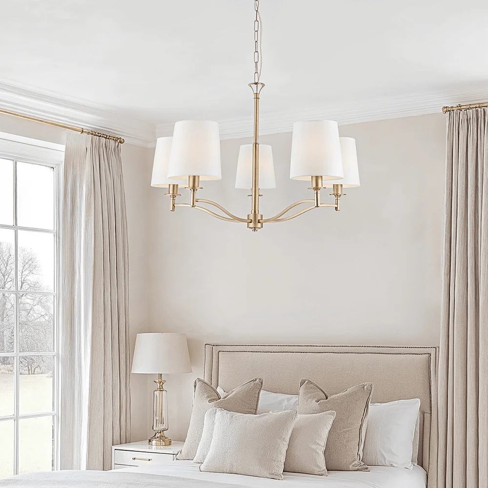 Genevieve 5 Light Antique Brass Pendant Ceiling Light