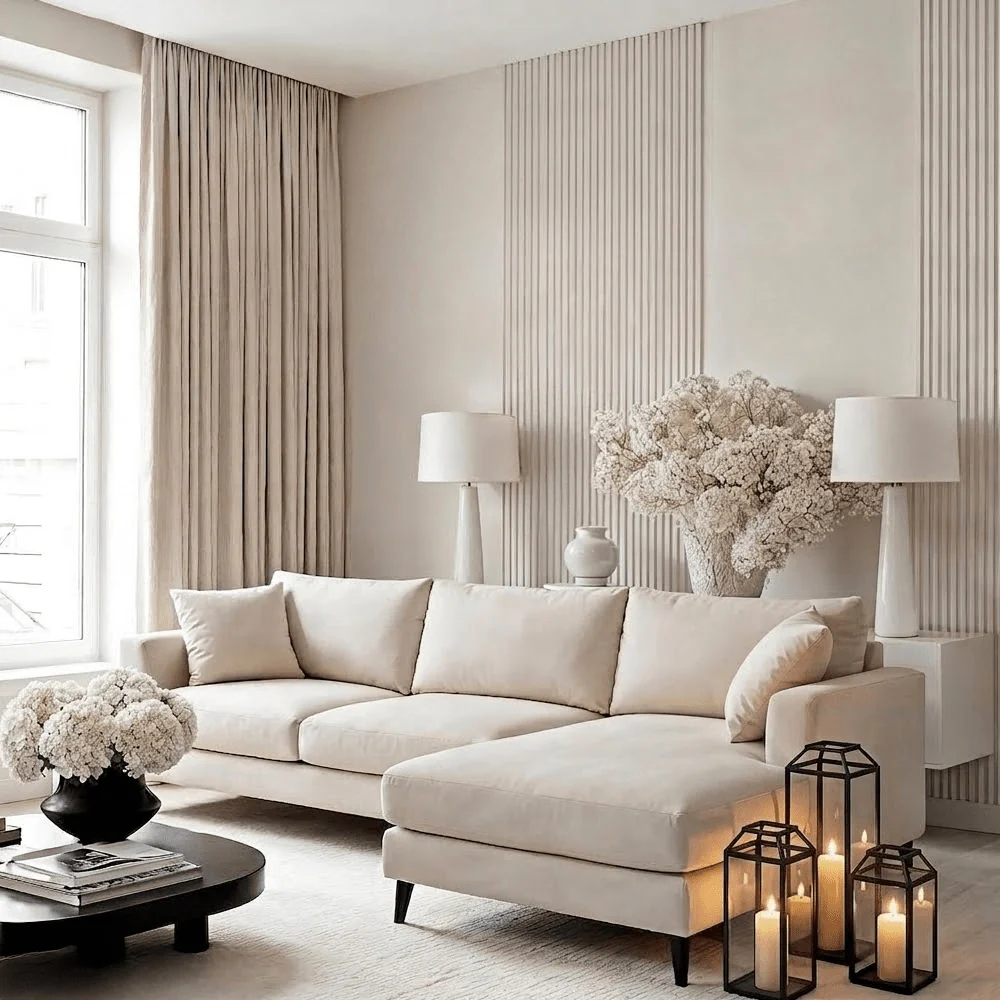 Genevieve Cream Velvet Large Chaise End Sofa - Right Hand Facing
