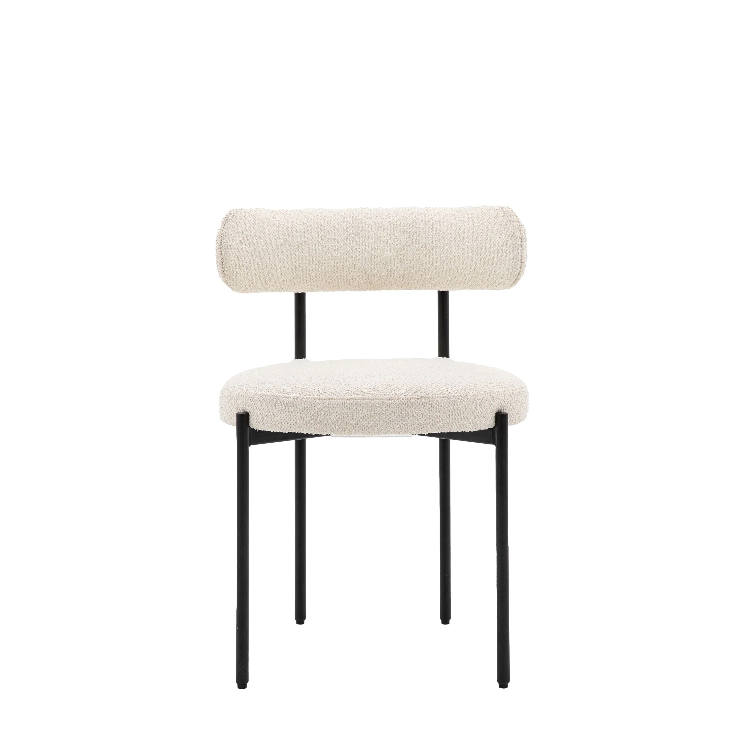 Georgia Vanilla Boucle Rounded Dining Chairs with Black Legs - Set of 2 - Image 4