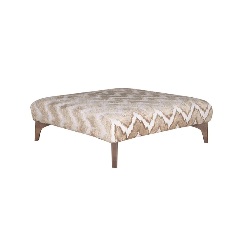 Gisele Mink Patterned Footstool with Walnut Legs - Image 2