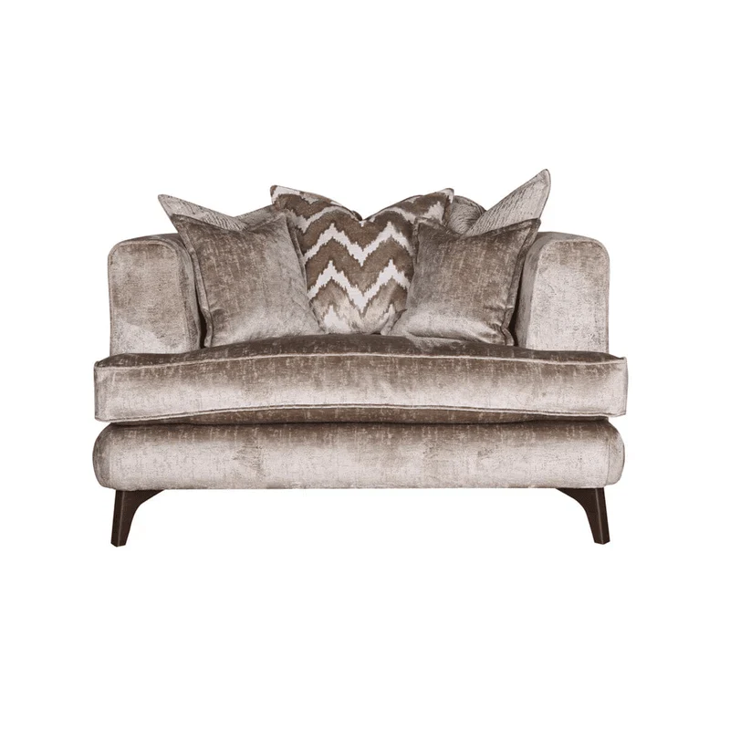 Gisele Mink Textured Chenille Pillowback Love Seat with Walnut Legs - Image 2