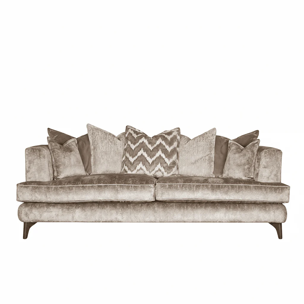 Gisele Mink Textured Chenille Pillowback Sofa Range with Walnut Legs - Image 5