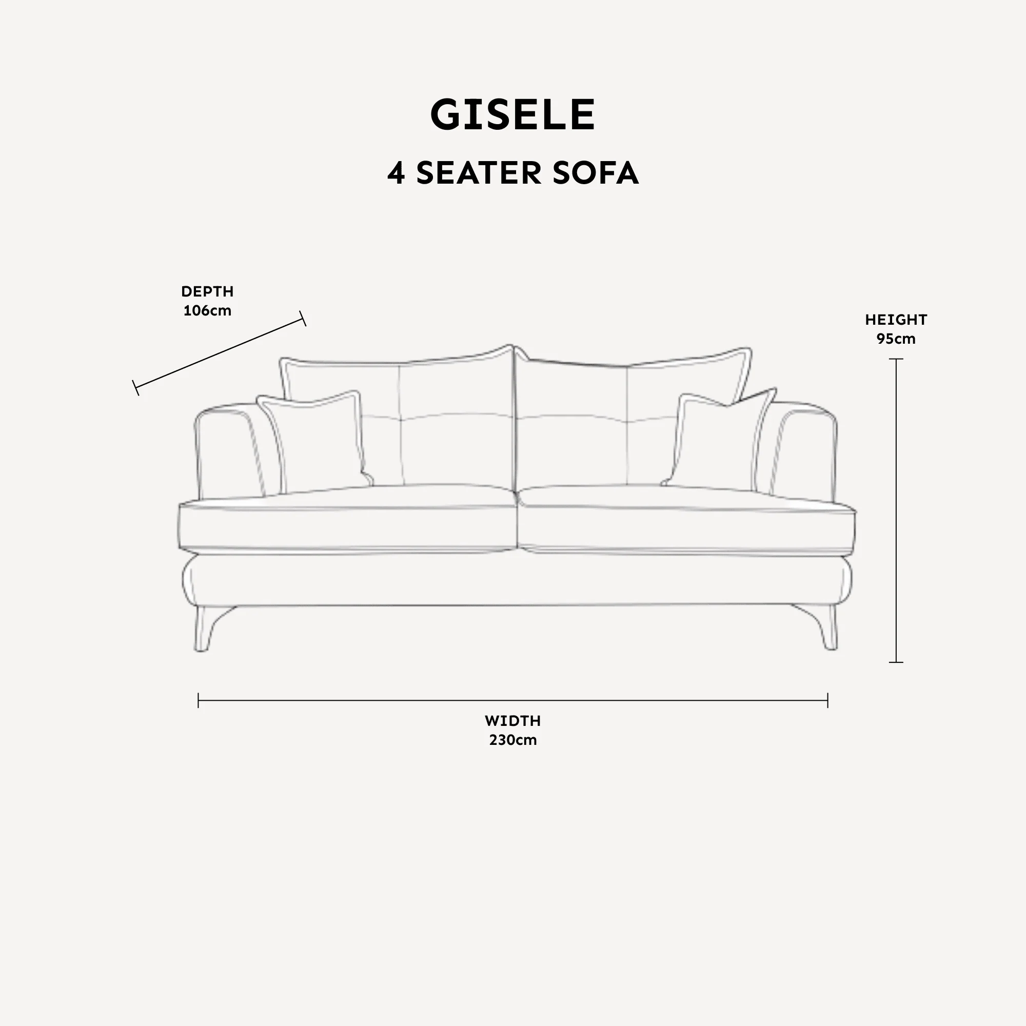Gisele Oyster & Taupe Textured Chenille Sofa Range with Walnut Legs - Image 2