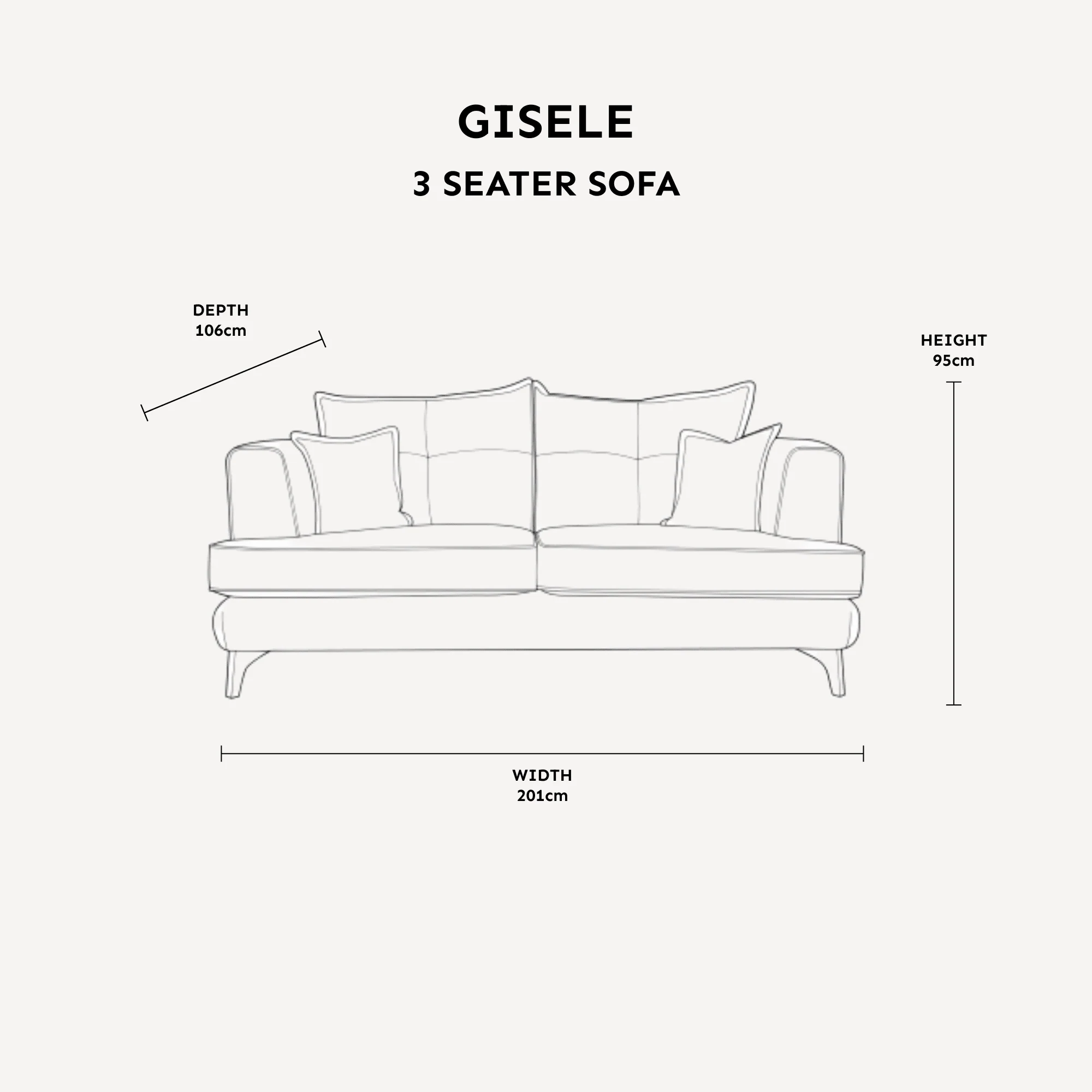 Gisele Oyster & Taupe Textured Chenille Sofa Range with Walnut Legs - Image 3