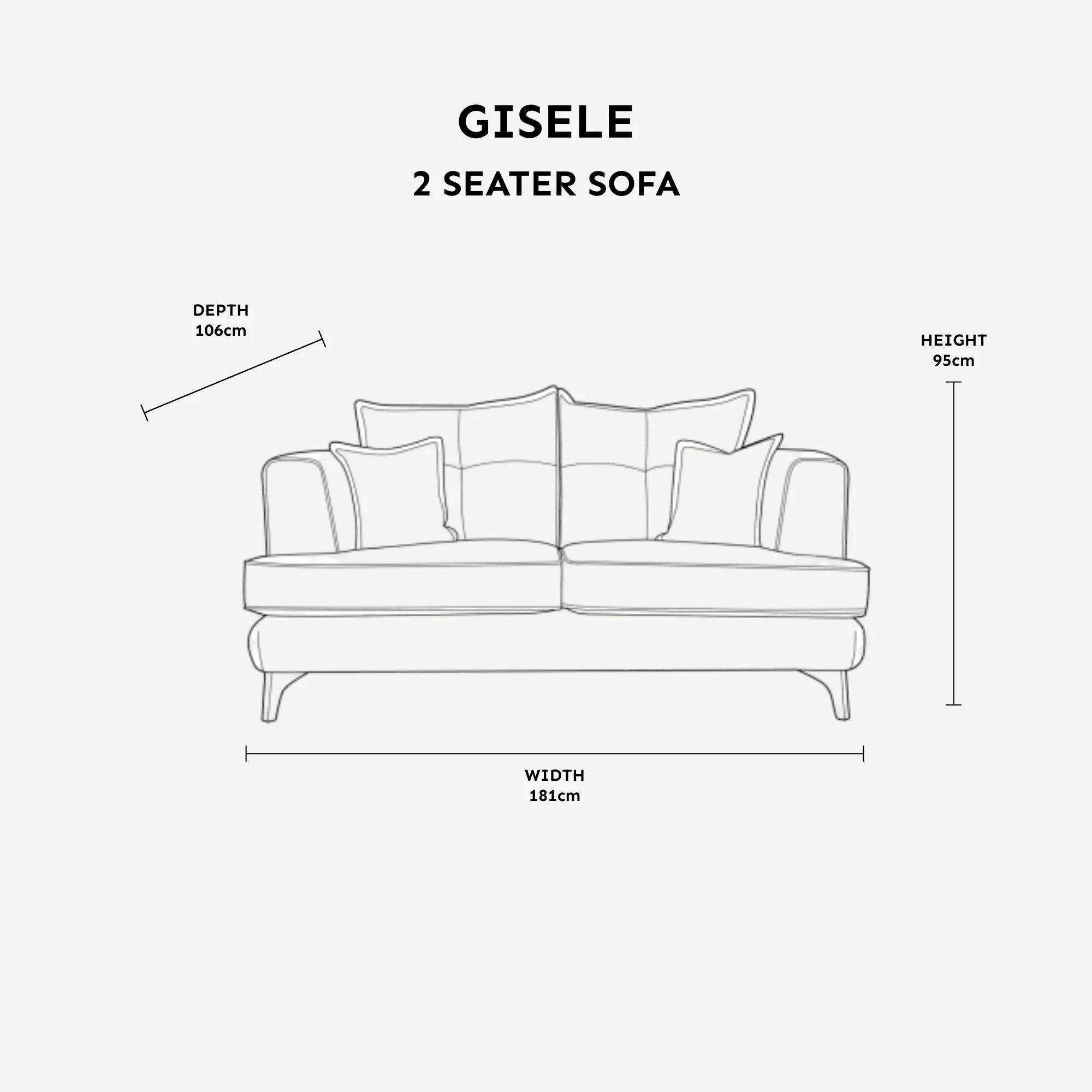 Gisele Oyster & Taupe Textured Chenille Sofa Range with Walnut Legs - Image 4