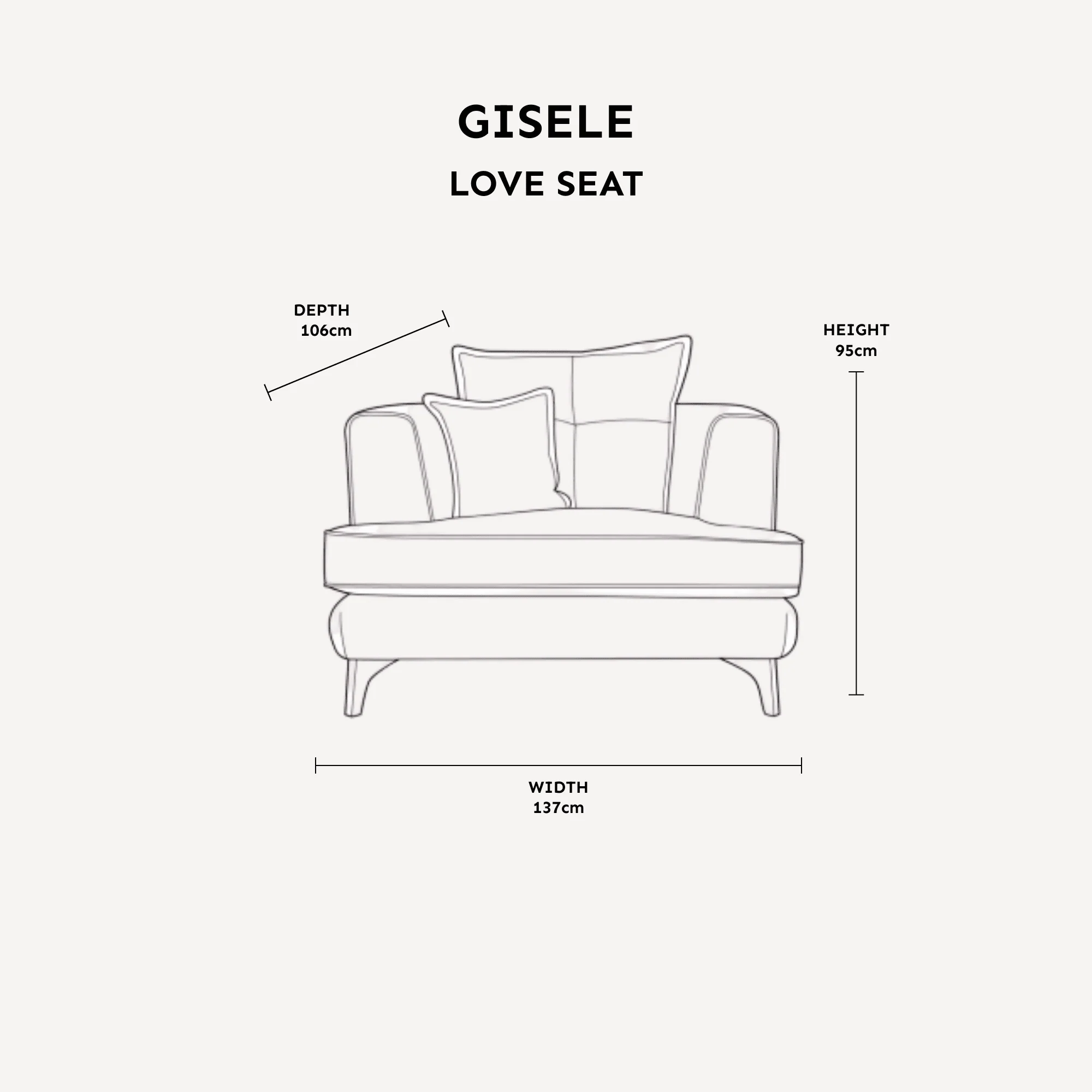 Gisele Oyster & Taupe Textured Chenille Sofa Range with Walnut Legs - Image 5