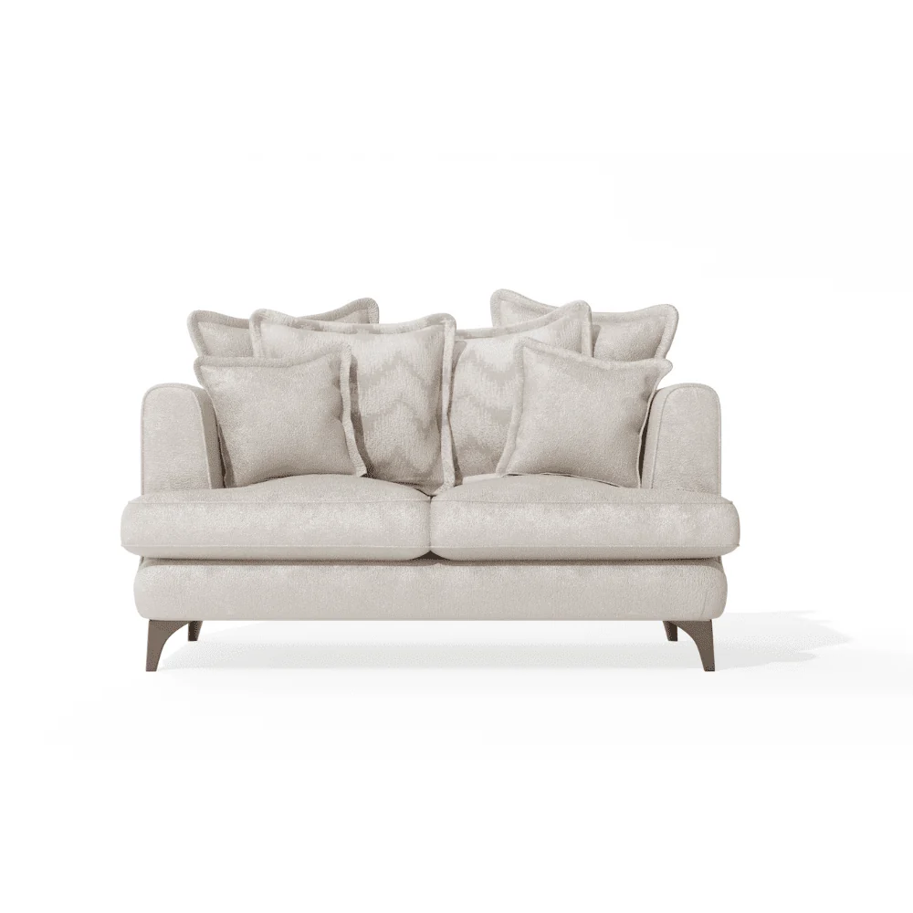 Gisele Oyster Textured Chenille, Pillowback Sofa Range With Walnut Legs - Image 10