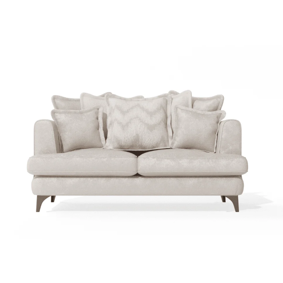 Gisele Oyster Textured Chenille, Pillowback Sofa Range With Walnut Legs - Image 11
