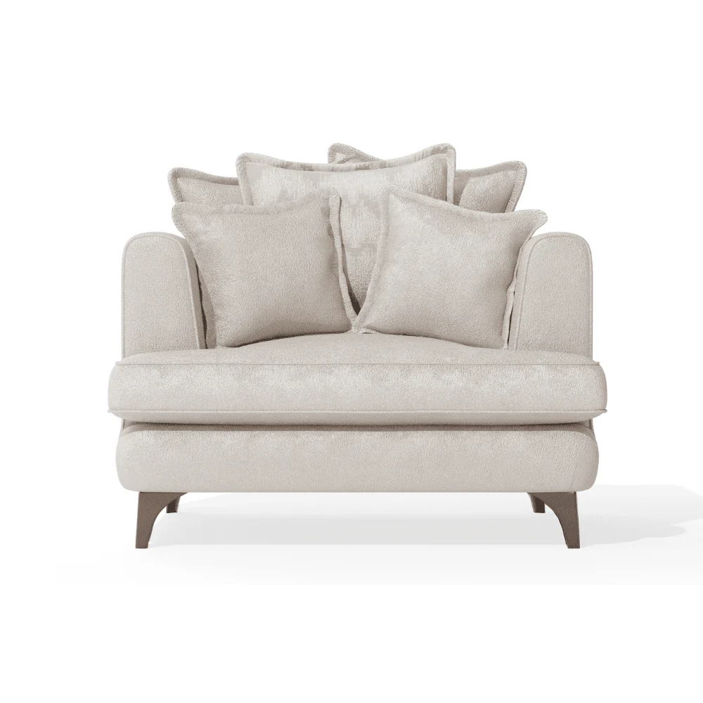 Gisele Oyster Textured Chenille, Pillowback Sofa Range With Walnut Legs - Image 12