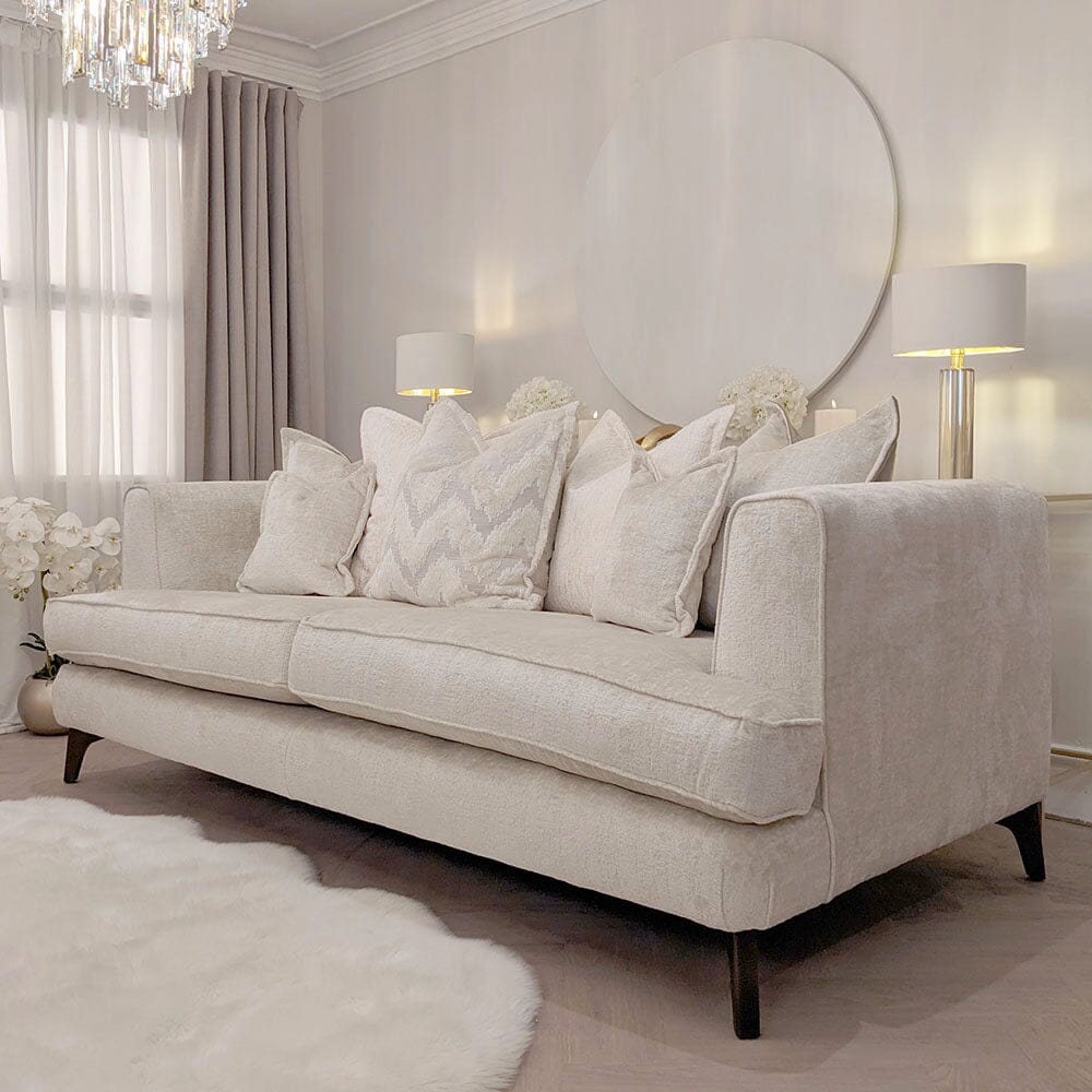 Gisele Oyster Textured Chenille, Pillowback Sofa Range With Walnut Legs - Image 2