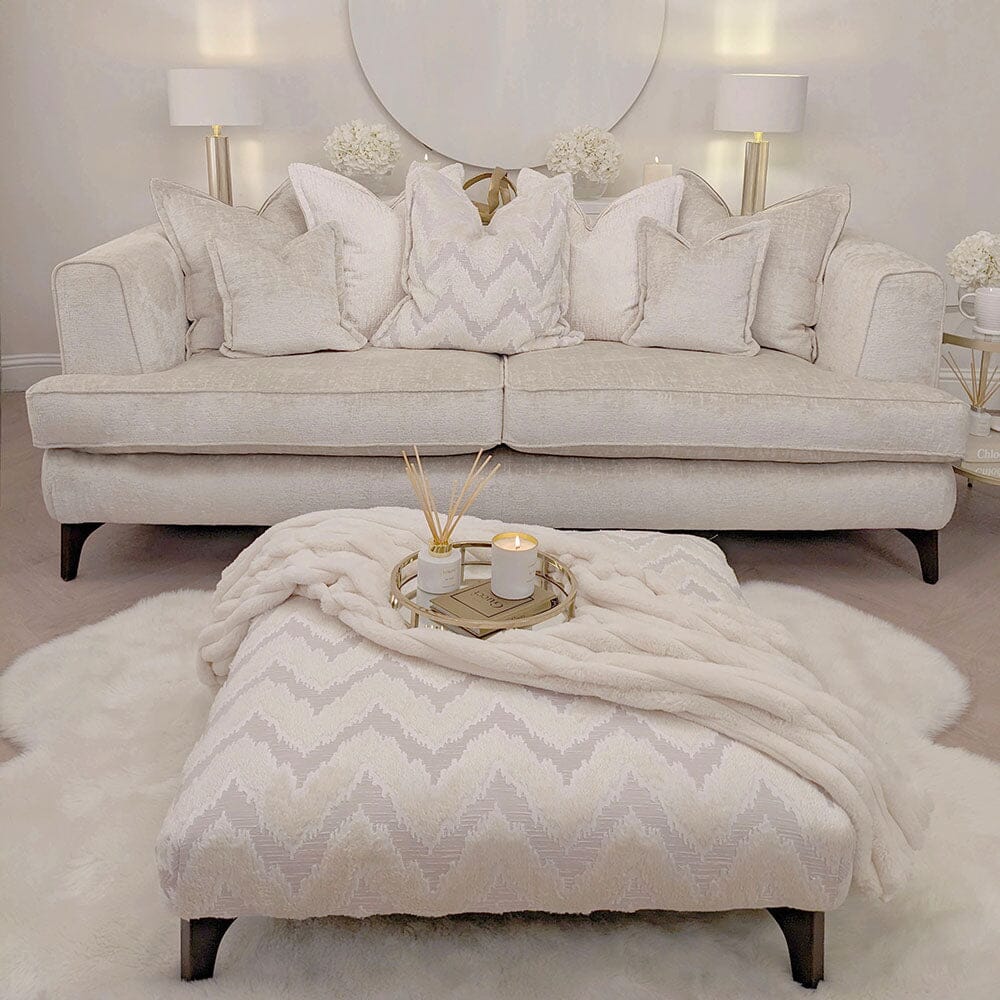 Gisele Oyster Textured Chenille, Pillowback Sofa Range With Walnut Legs - Image 4