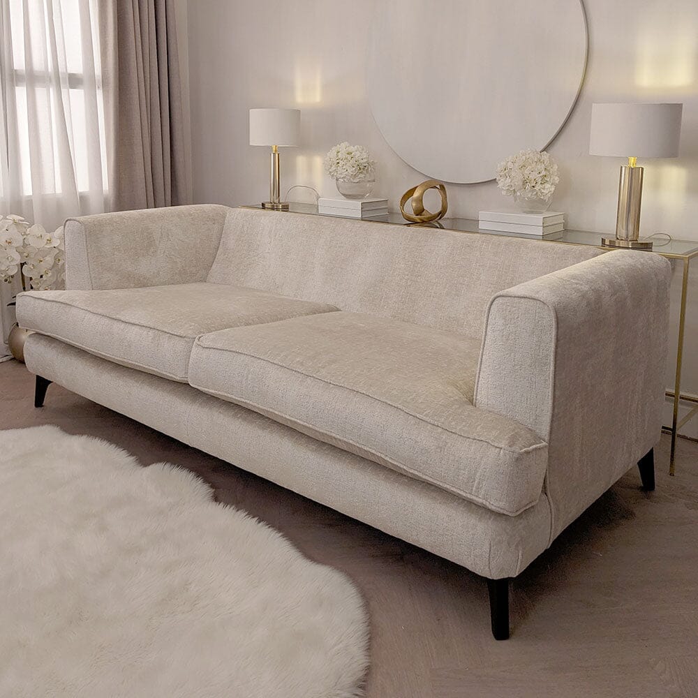 Gisele Oyster Textured Chenille, Pillowback Sofa Range With Walnut Legs - Image 7