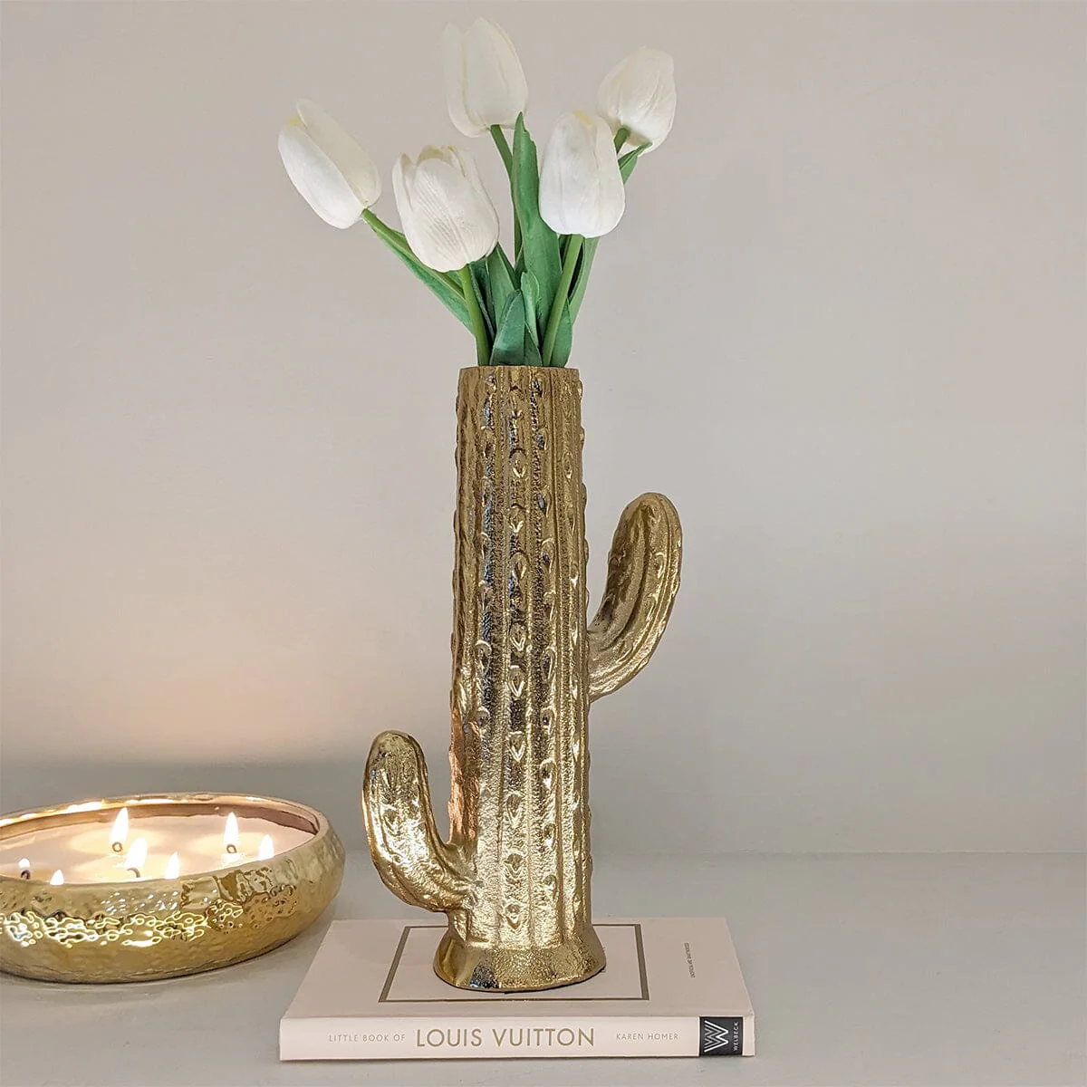 Gold Cactus Decorative Vase - Image 2