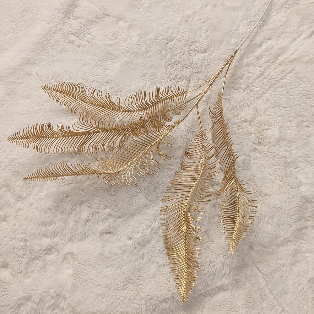 Gold Faux Fern Leaf Single Stem Floral - Image 2