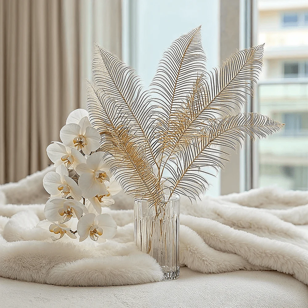 Gold Faux Fern Leaf Single Stem Floral - Image 3