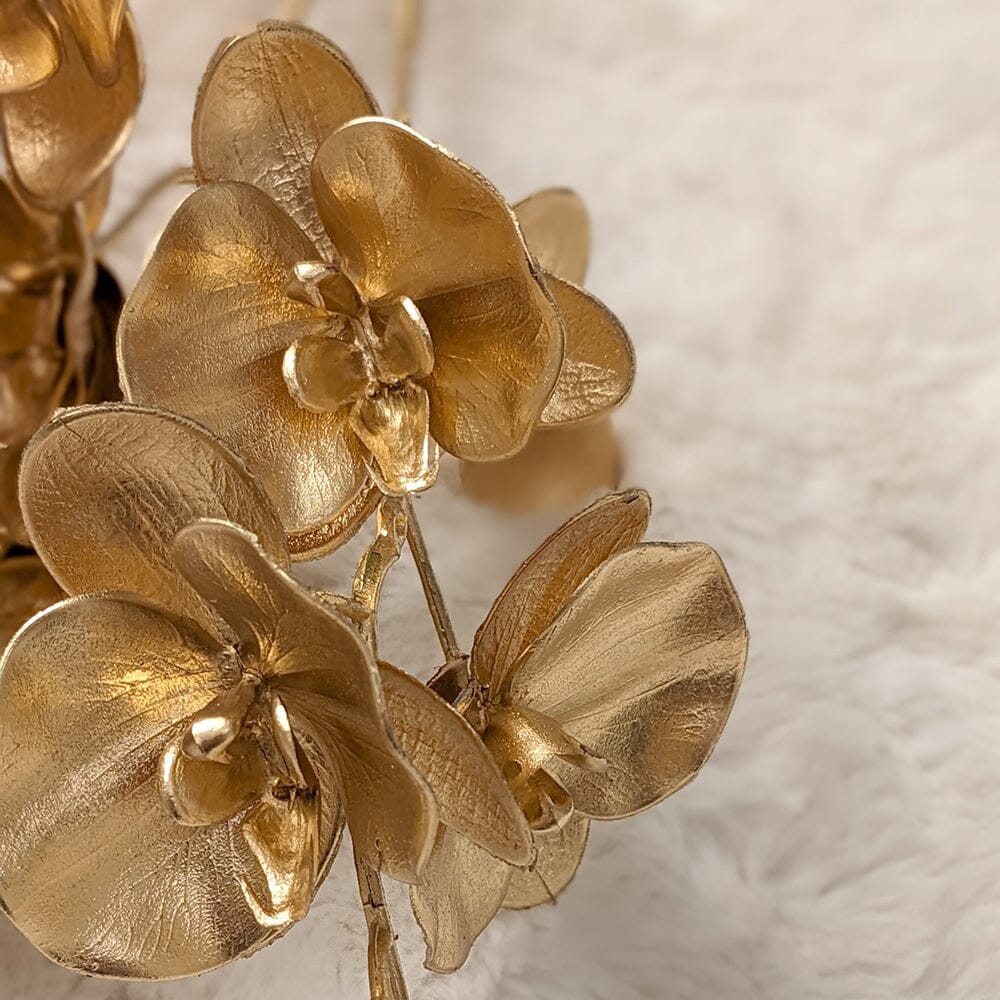 Gold Faux Orchid Single Stem Floral - Image 4