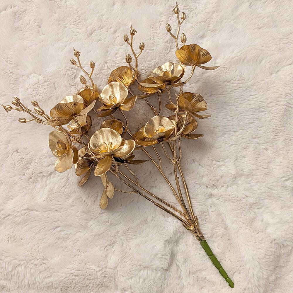 Gold Faux Orchid Single Stem Floral - Image 5
