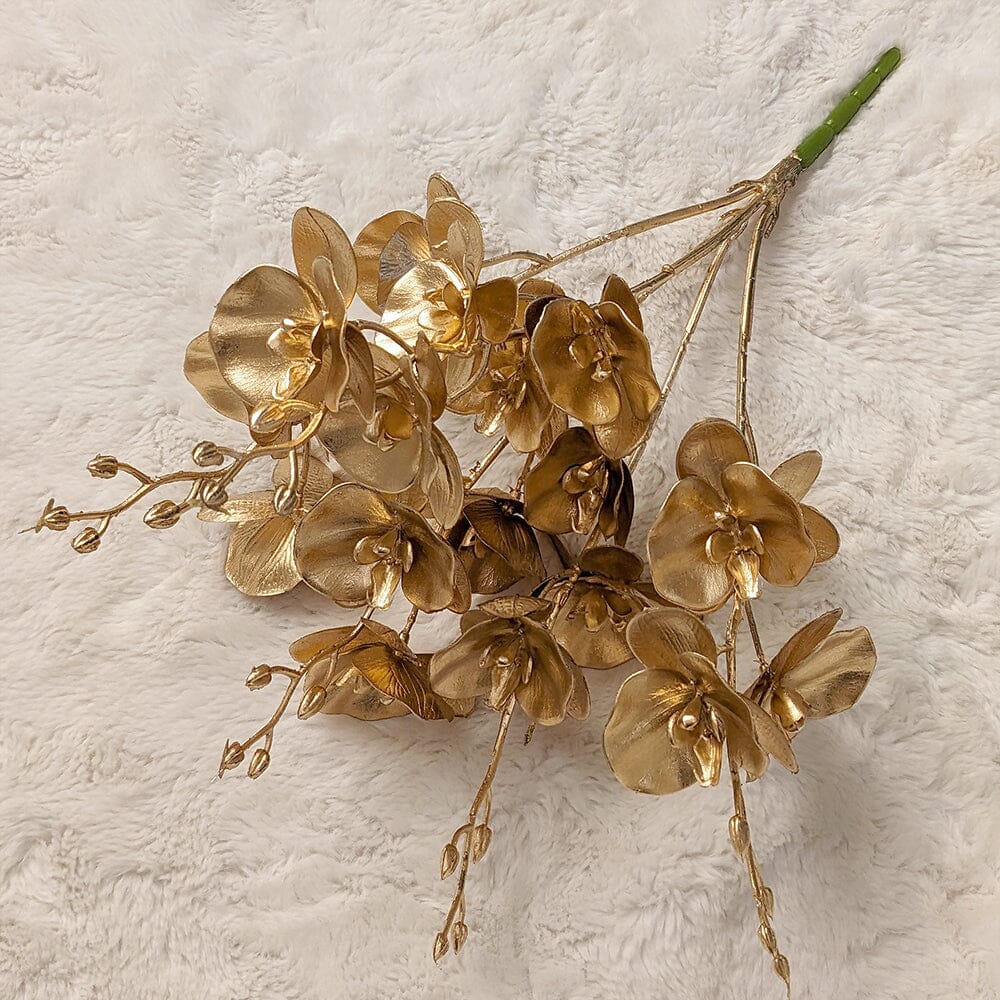 Gold Faux Orchid Single Stem Floral - Image 6