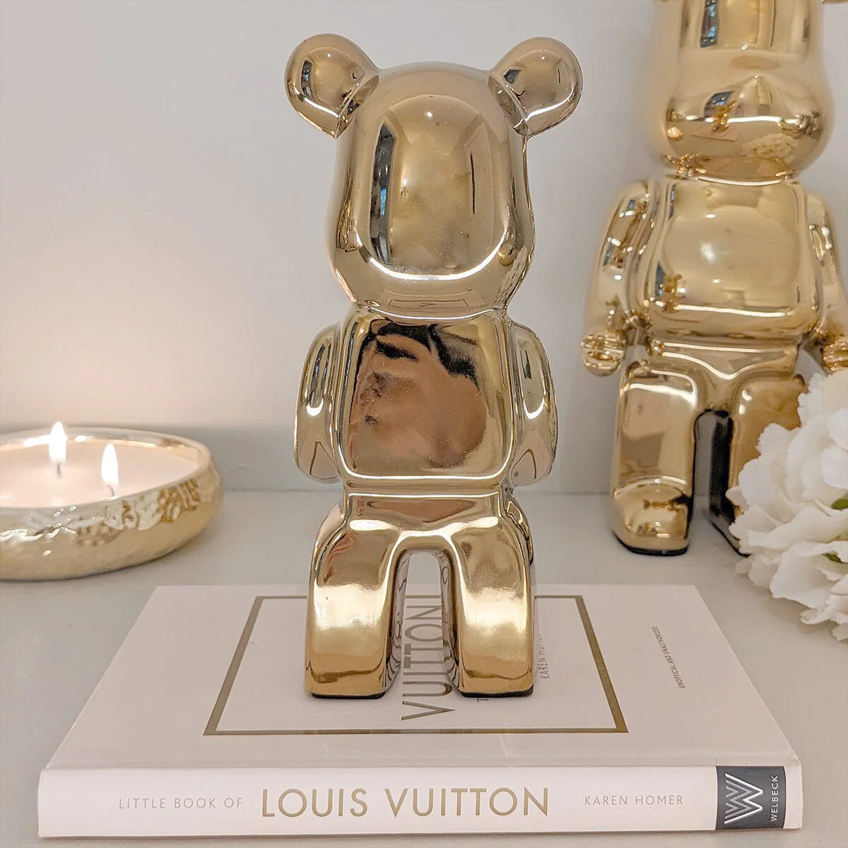 Gold Pearlescent Standing Bear Ornament - Set of 2 - Image 2