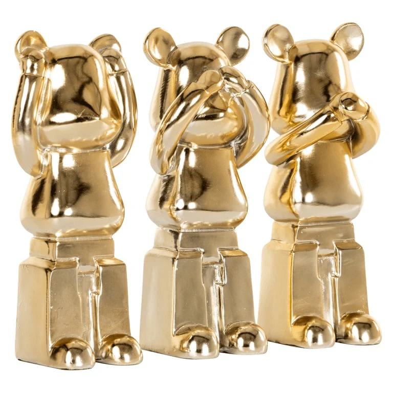 Gold Standing Bear Decorative Ornaments - Set of 3 - Image 2