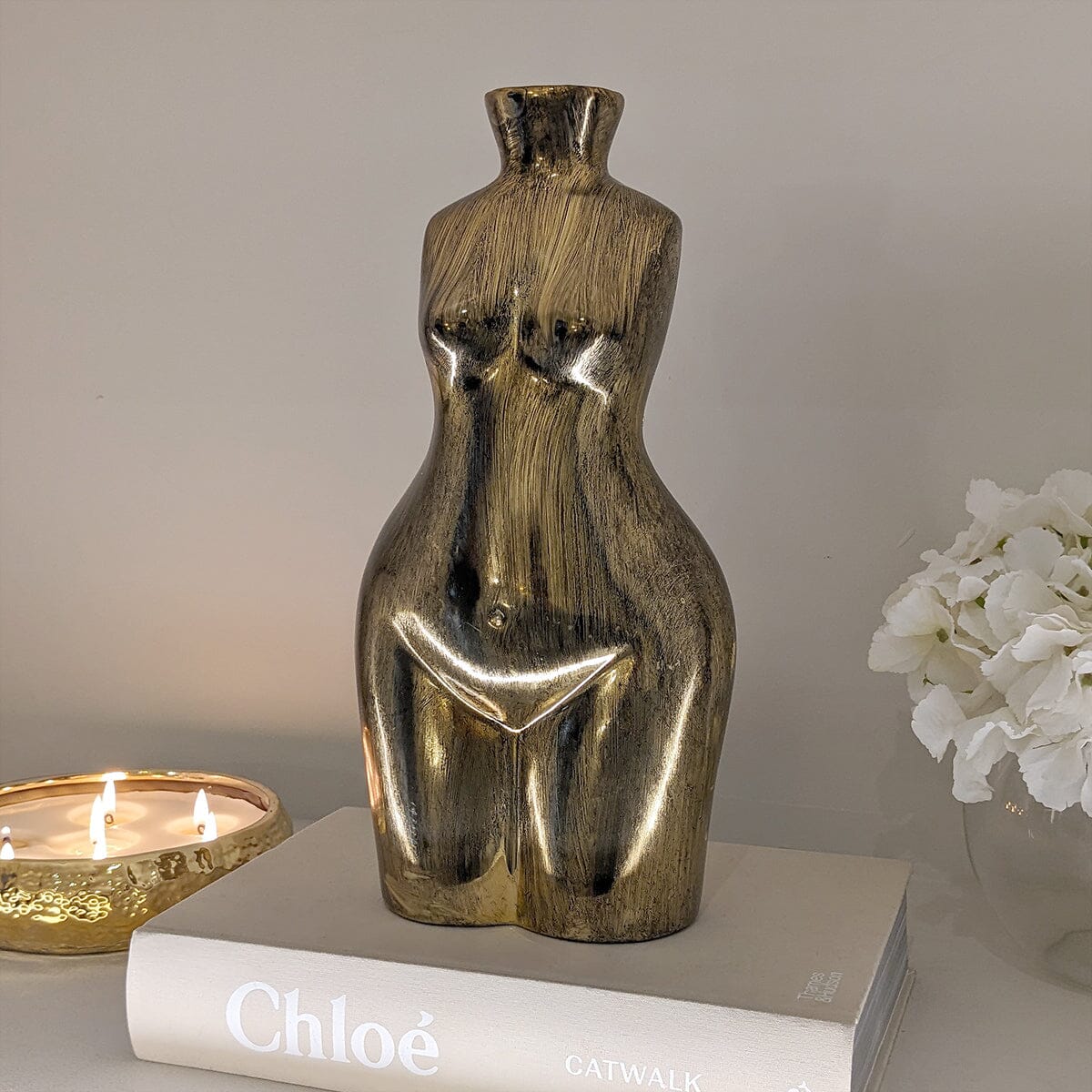 Gold Tall Female Silhouette Vase