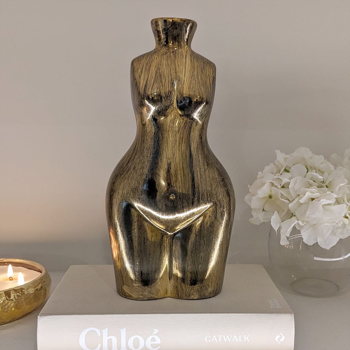 Gold Tall Female Silhouette Vase - Image 2
