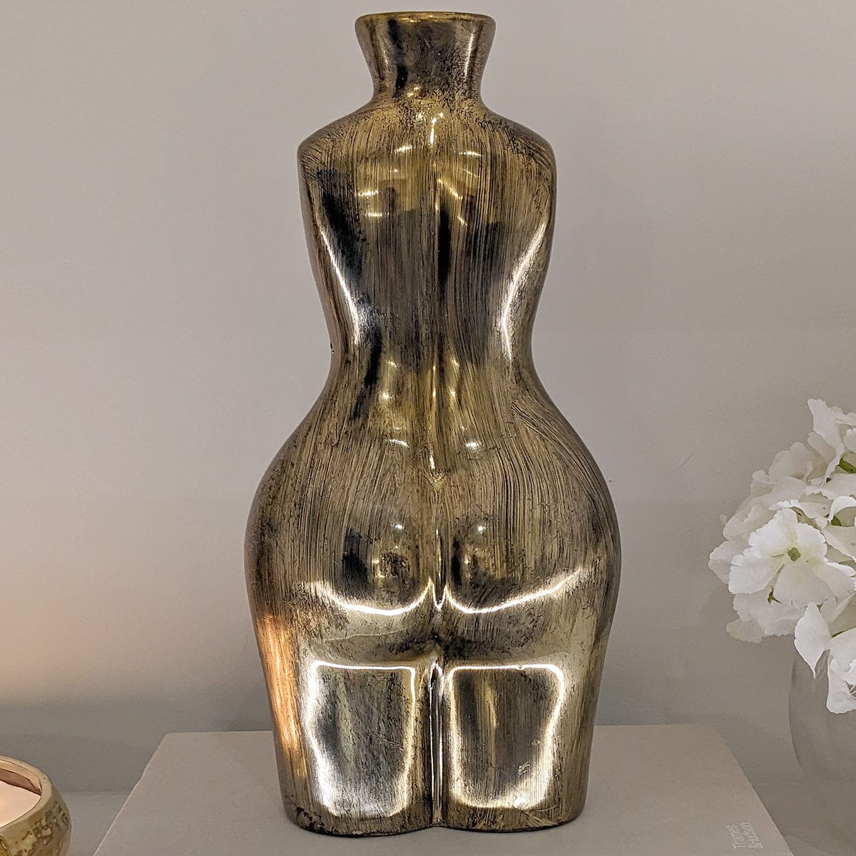 Gold Tall Female Silhouette Vase - Image 3