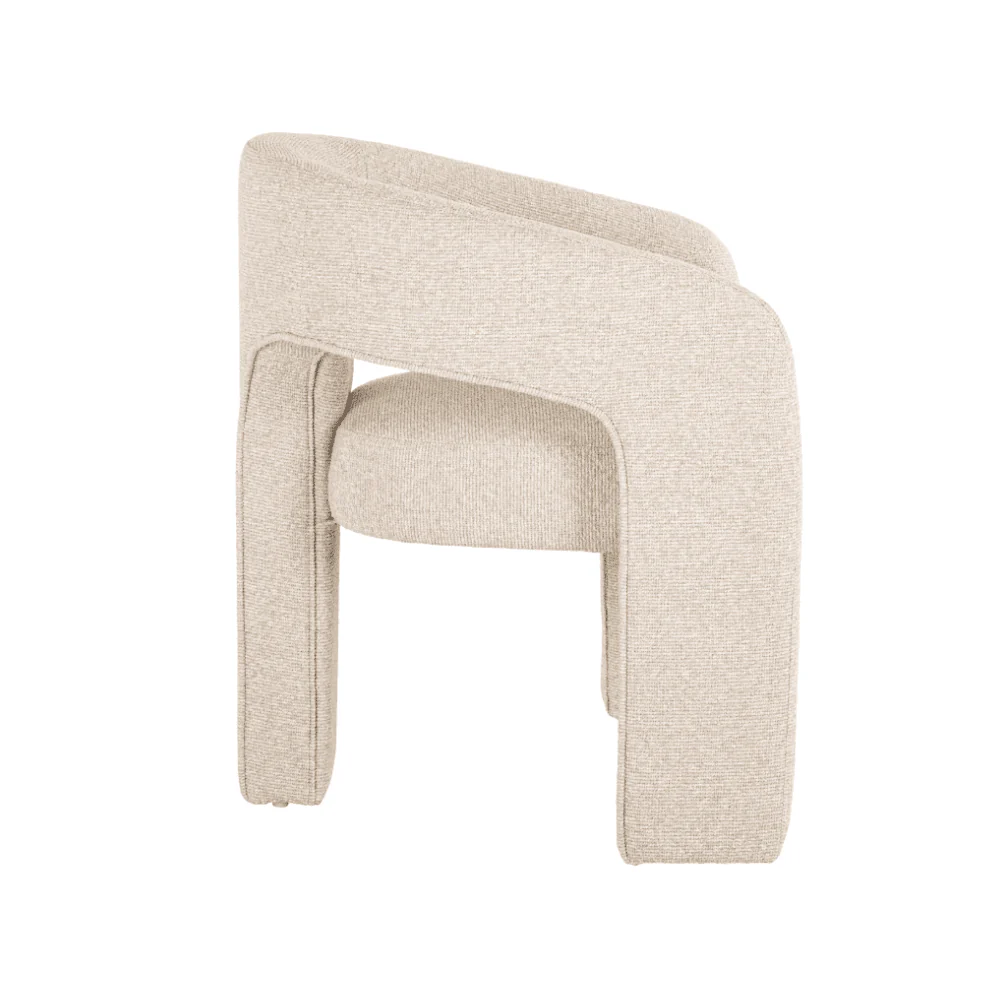 Grace Ecru Textured Curved Dining Chair - Image 3