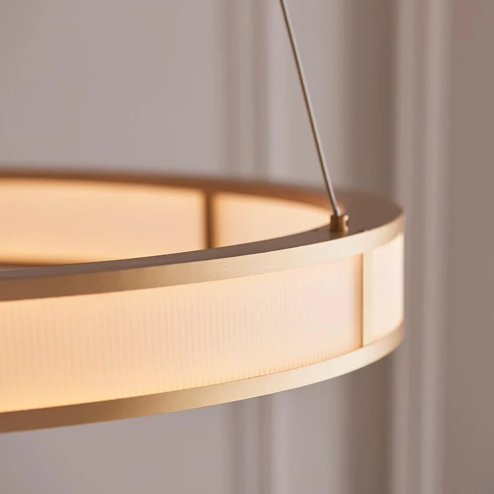Gracie Luxury Ribbed Frosted Acrylic & Gold Ceiling Light - Image 2