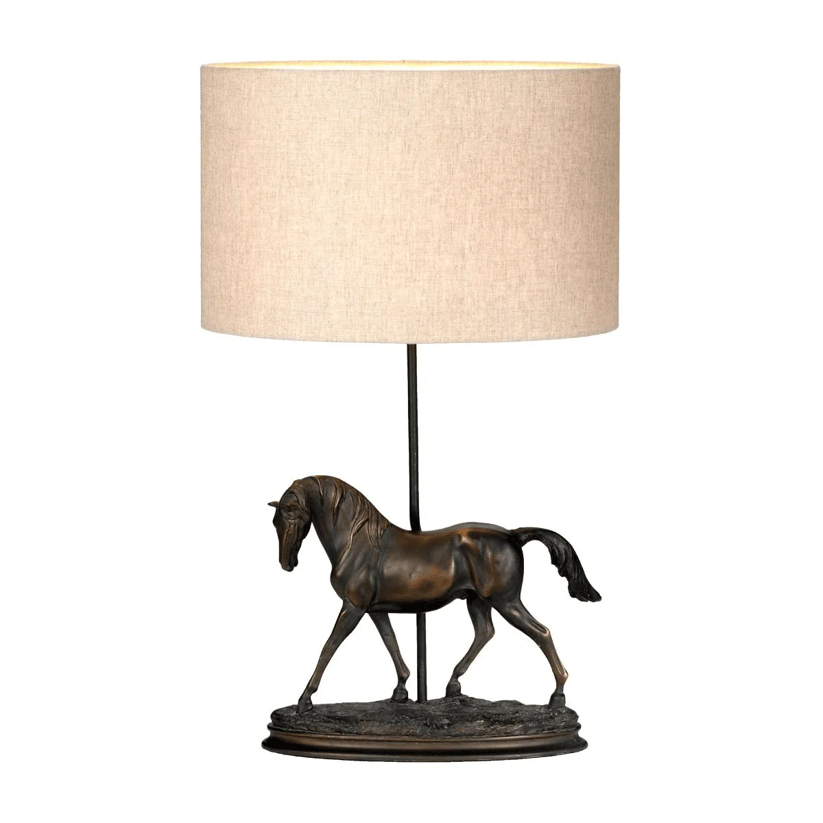 Greenwich Bronze Horse Decorative Table Lamp with Oval Shade - Image 2