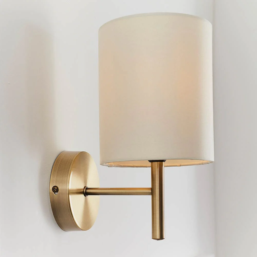 Hadleigh Gold Wall Light with Cream Faux Silk Shade - Image 3