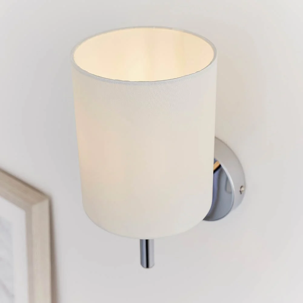 Hadleigh Silver Wall Light with Cream Faux Silk Shade - Image 2