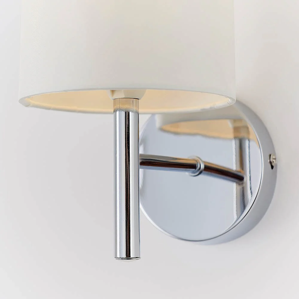 Hadleigh Silver Wall Light with Cream Faux Silk Shade - Image 3