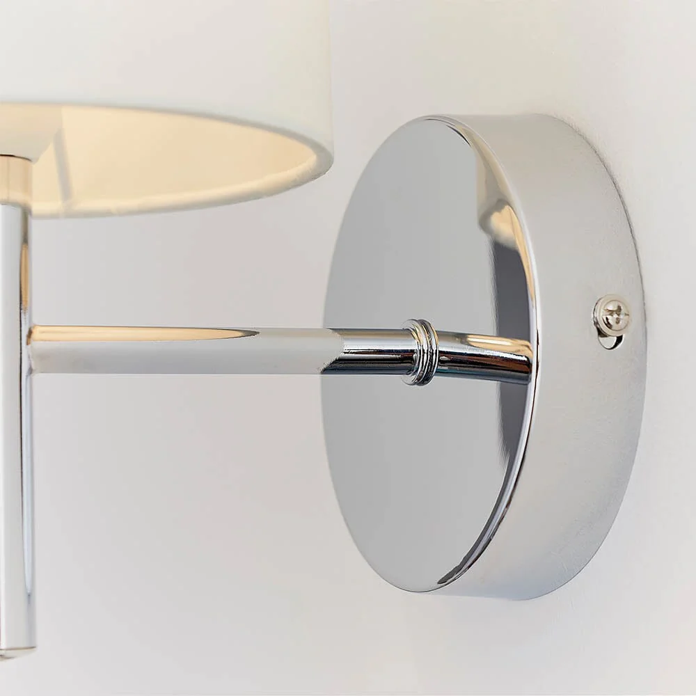 Hadleigh Silver Wall Light with Cream Faux Silk Shade - Image 5