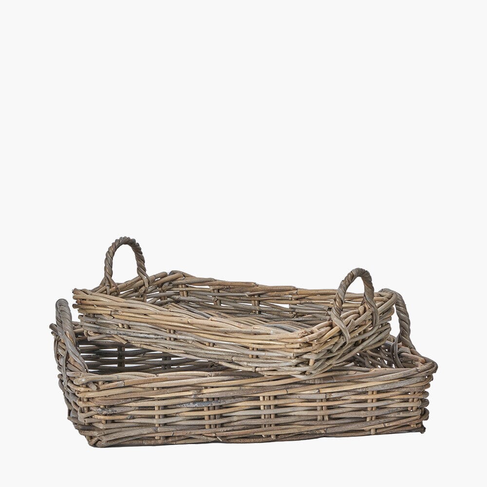 Hagu Natural Wicker Trays - Set of 2 - Image 2