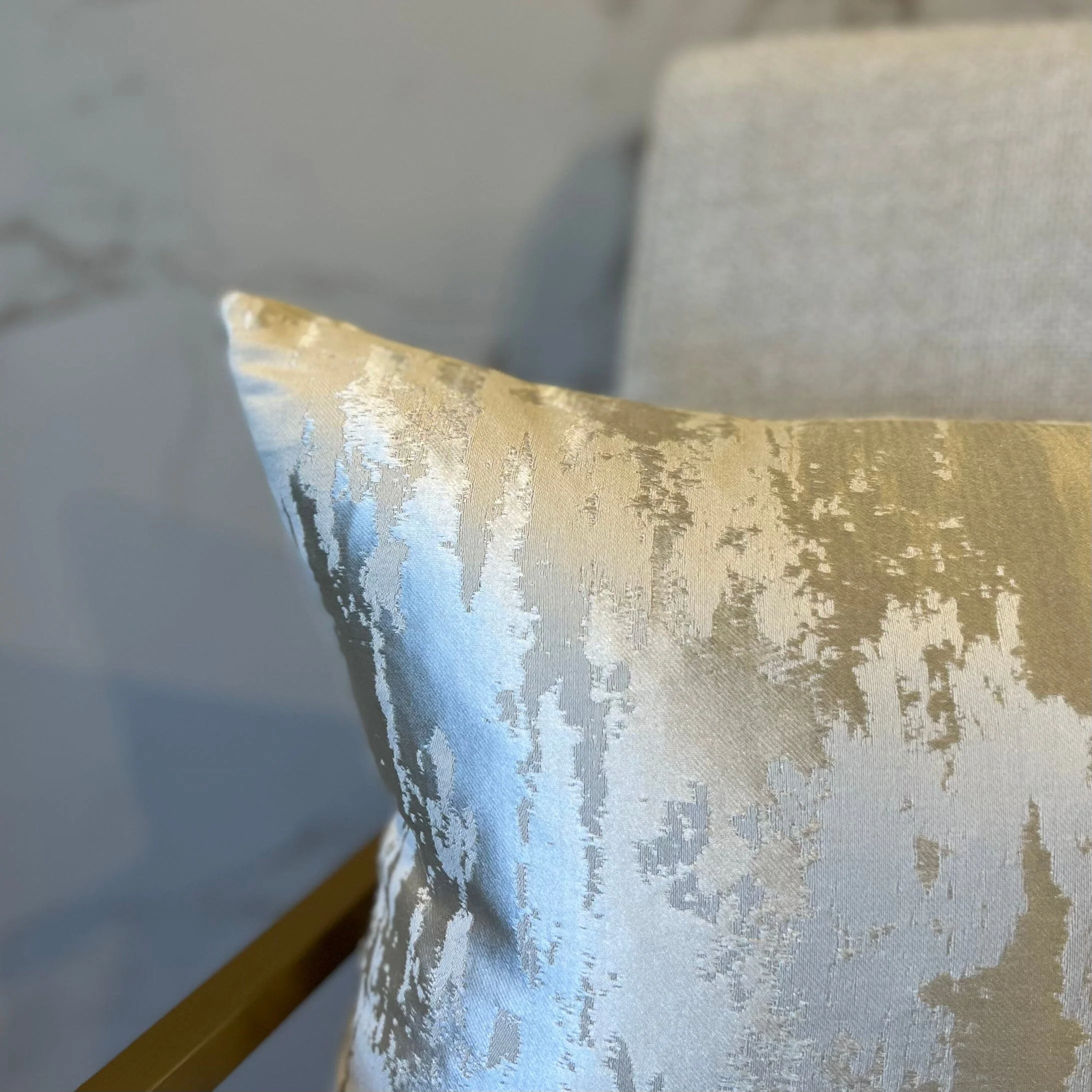 Hailes Oyster Satin Marble Effect Cushion - 35cm x 50cm - Image 2