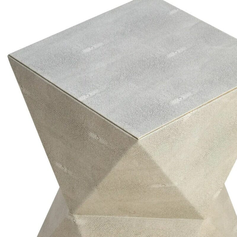 Halston Grey Shagreen Geometric Side Table - Image 3