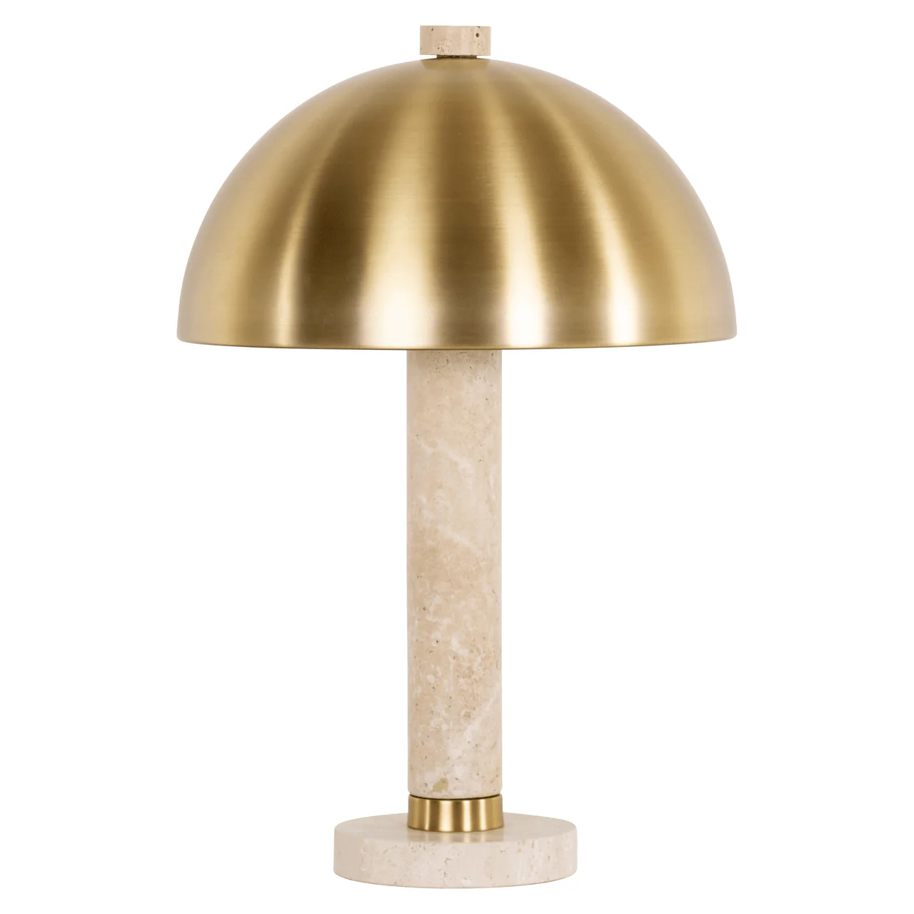 Hannah Travertine Marble Table Lamp with Brushed Gold Shade - Image 2