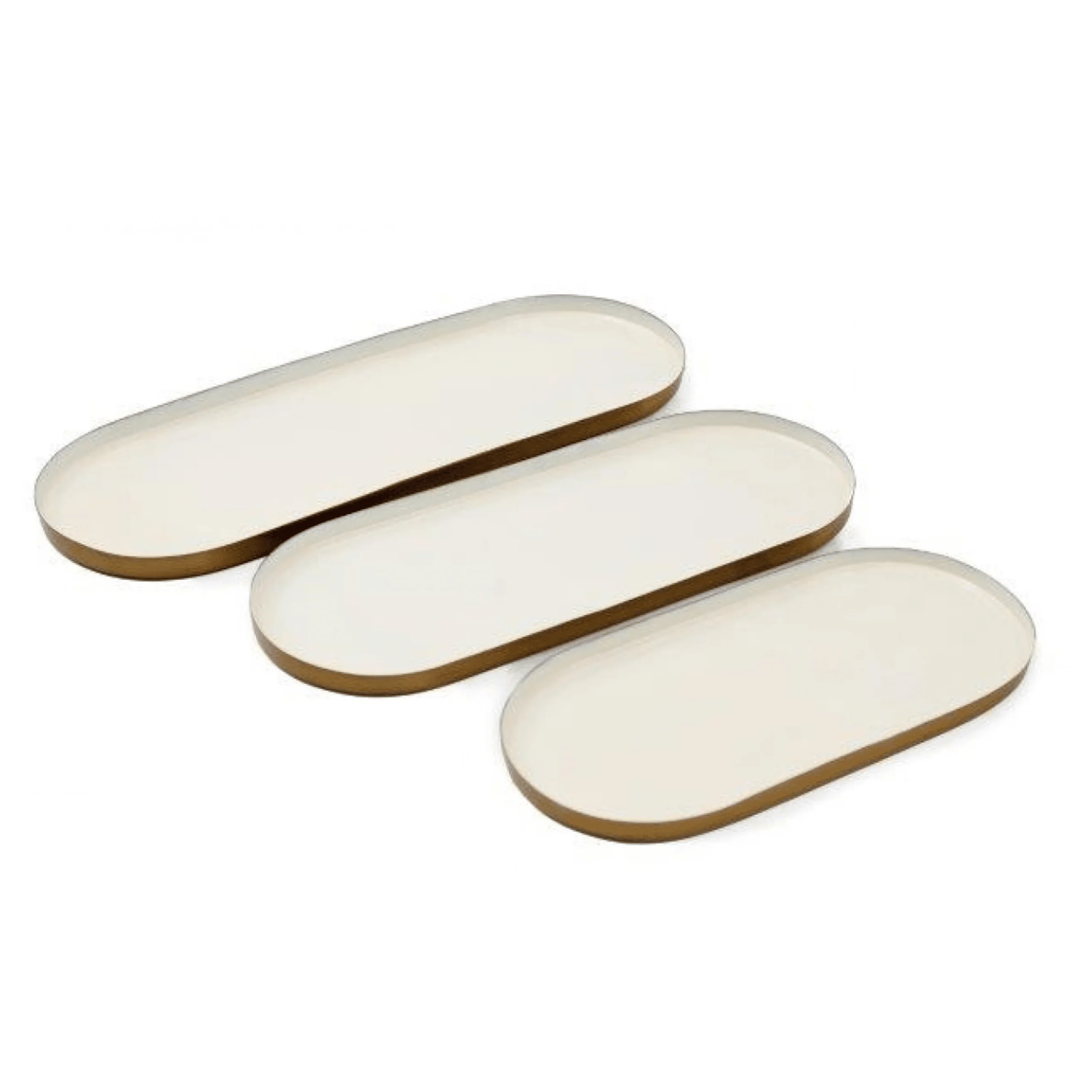Happia Cream & Gold Oval Decorative Trays- Set of 3 - Image 2
