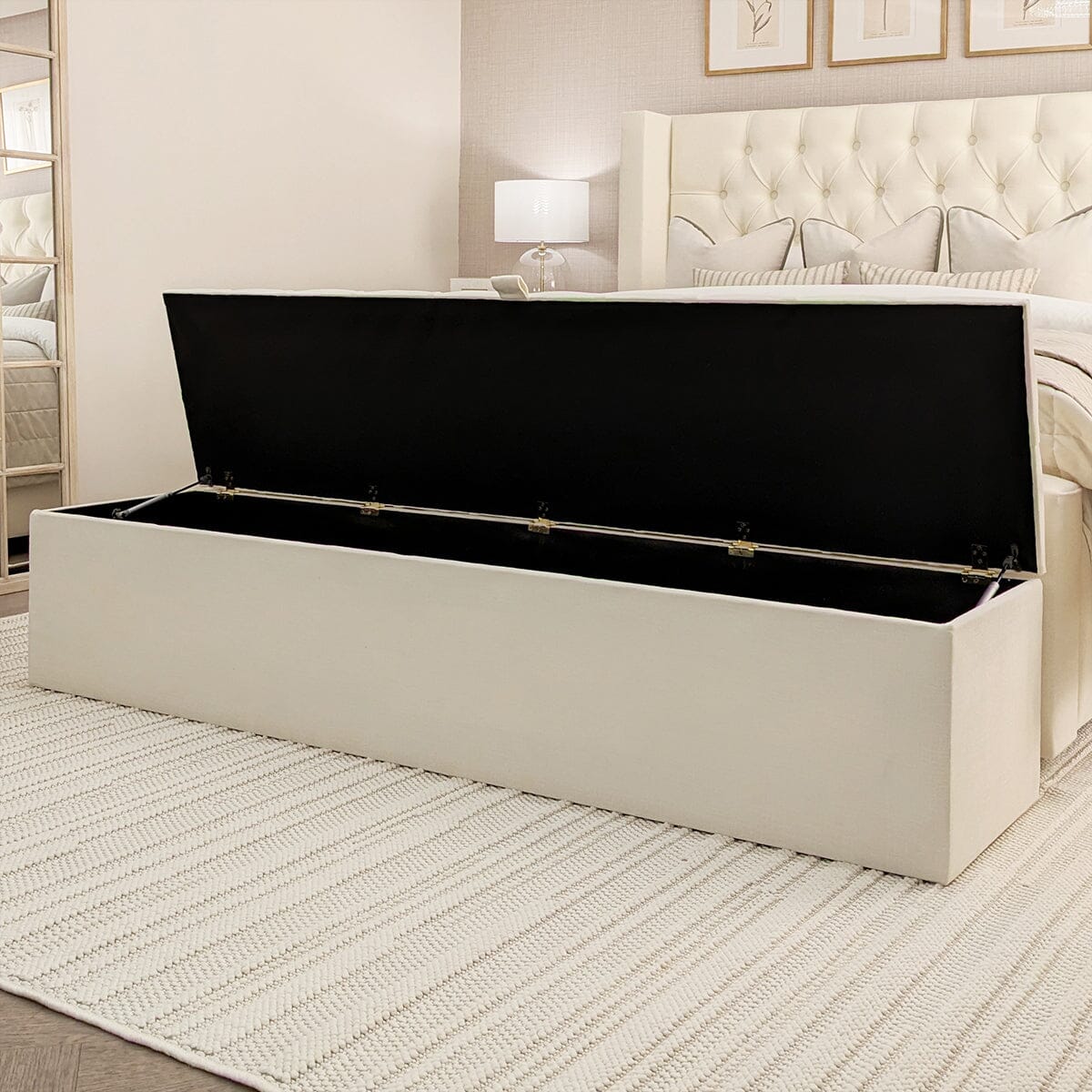 Harper Luxury Ivory Textured Ottoman Box - Image 2