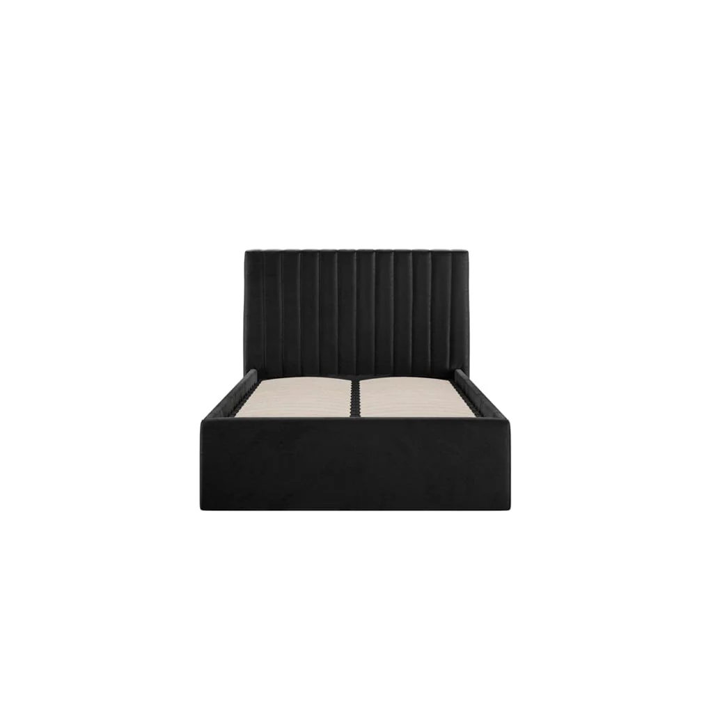 Harriet Single Low Black Velvet Channelled Ottoman Bed - Image 4