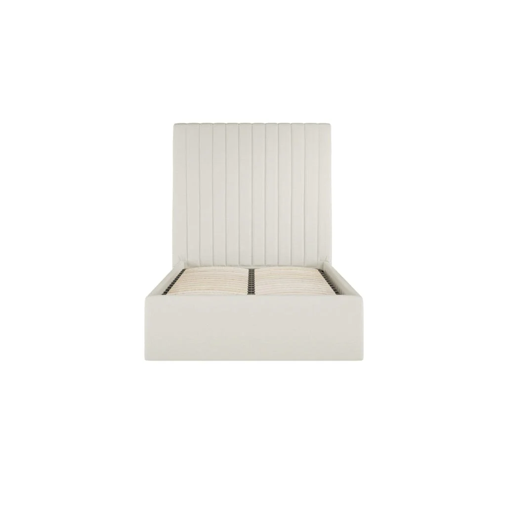 Harriet Single Ecru Textured Channelled Ottoman Bed - Image 2